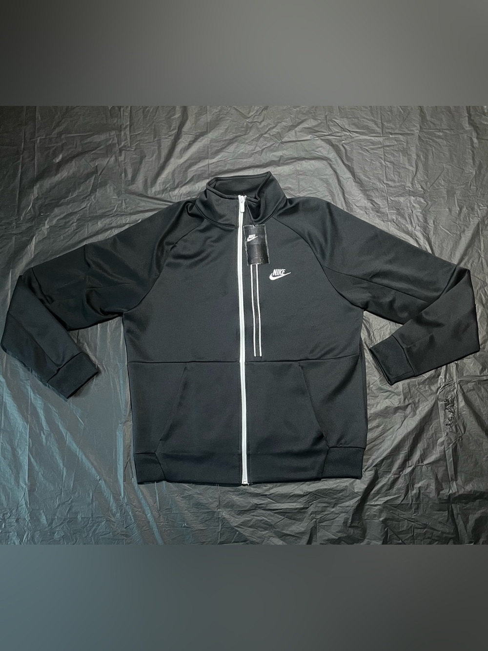 Nike Black Full-Zip Tech Jacket with White Accents